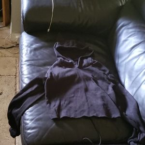 Black cropped cat ear hoodie